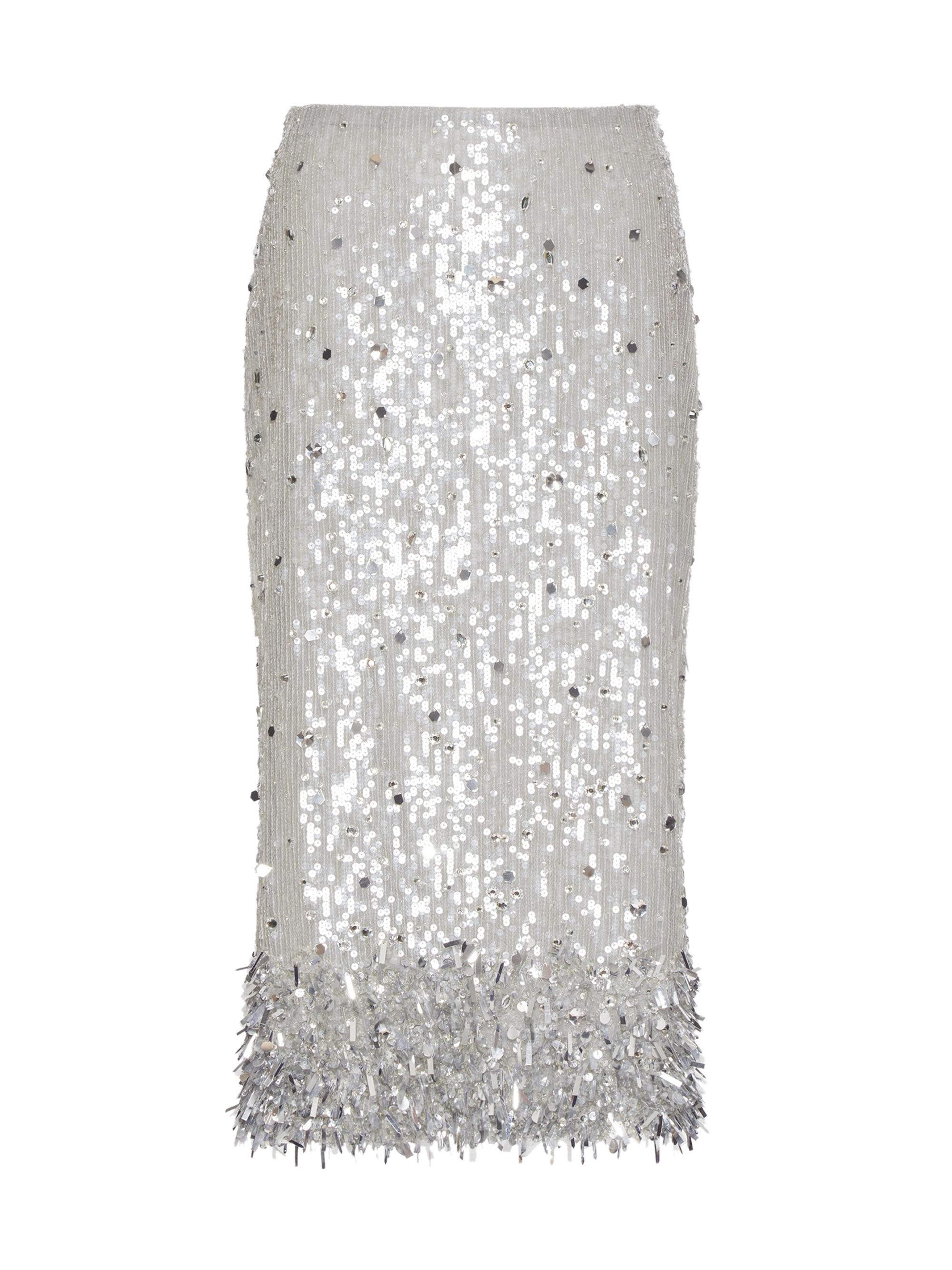 Valentino Garavani Women's Tulle Illusione Embroidered Skirt - Silver