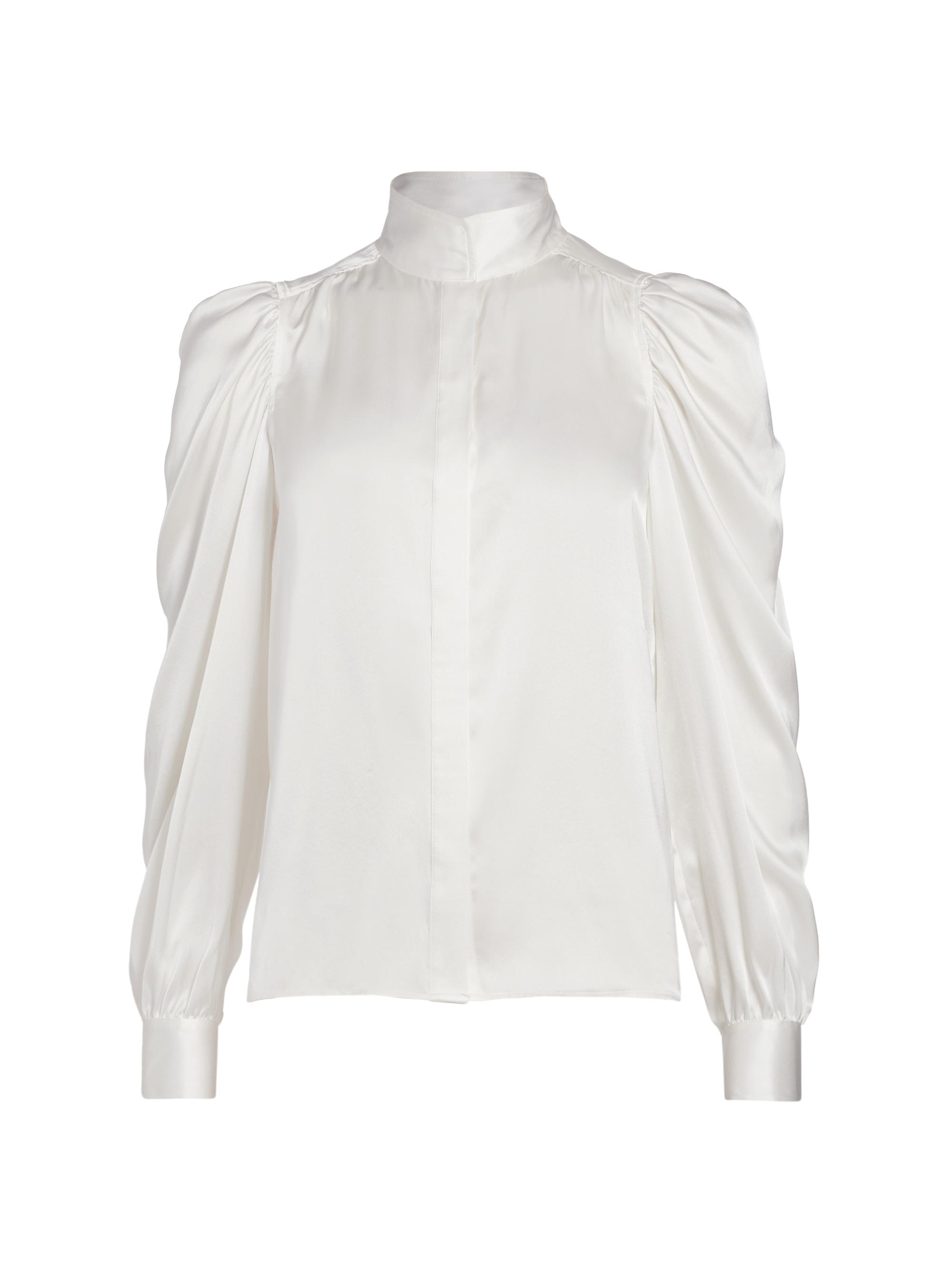 Frame Women's Gillian Silk Puff-Sleeve Blouse - Noir