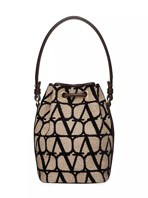 Mini Vlogo Signature Bucket Bag In Nappa Leather for Woman in Black