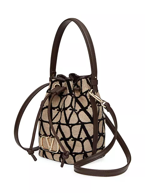 Valentino Vlogo Toile Iconographe Canvas & Leather Shoulder Bag  Women's Brown