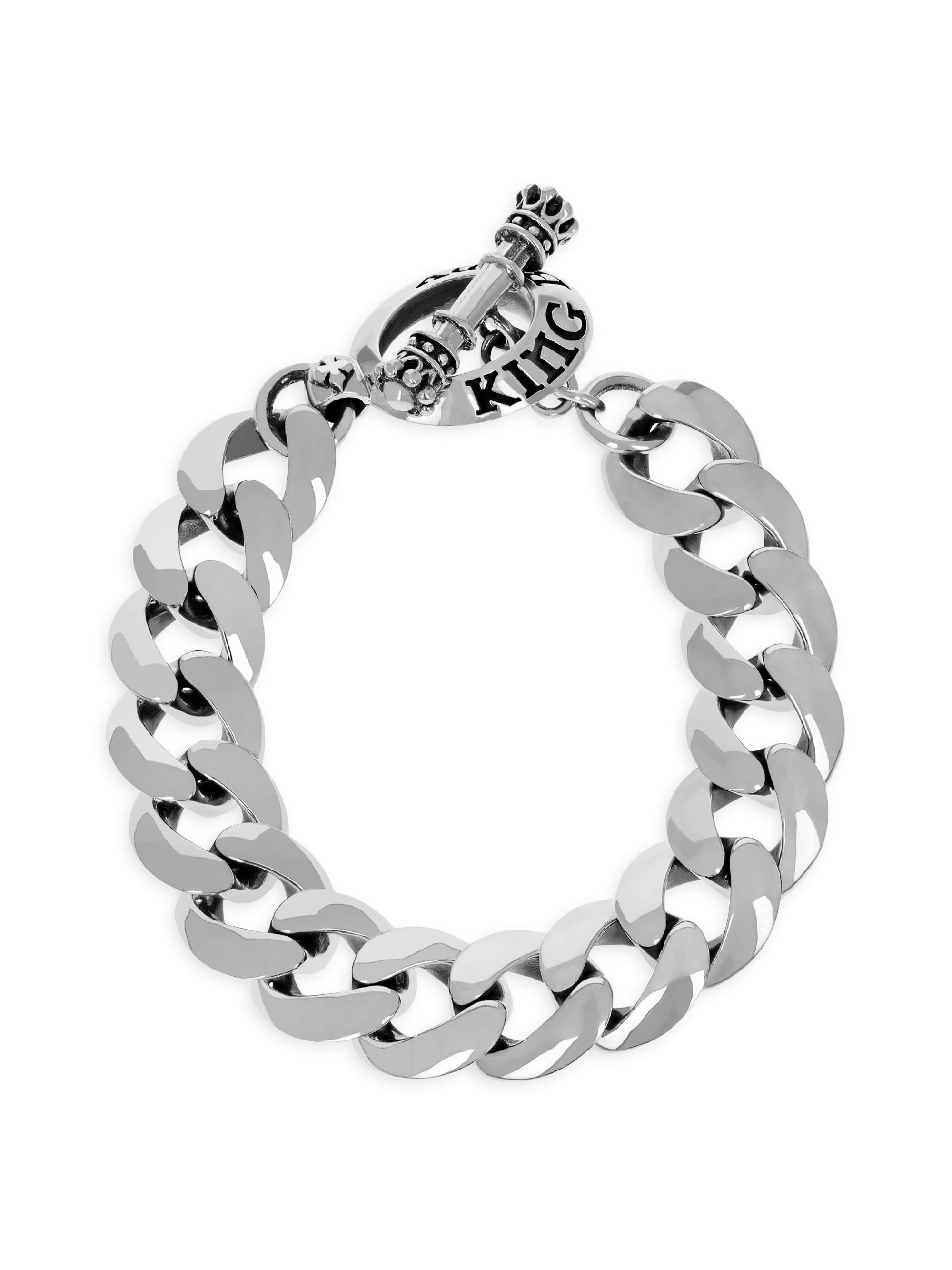 King Baby Studio Men's Smooth Link Sterling Silver Bracelet - Silver