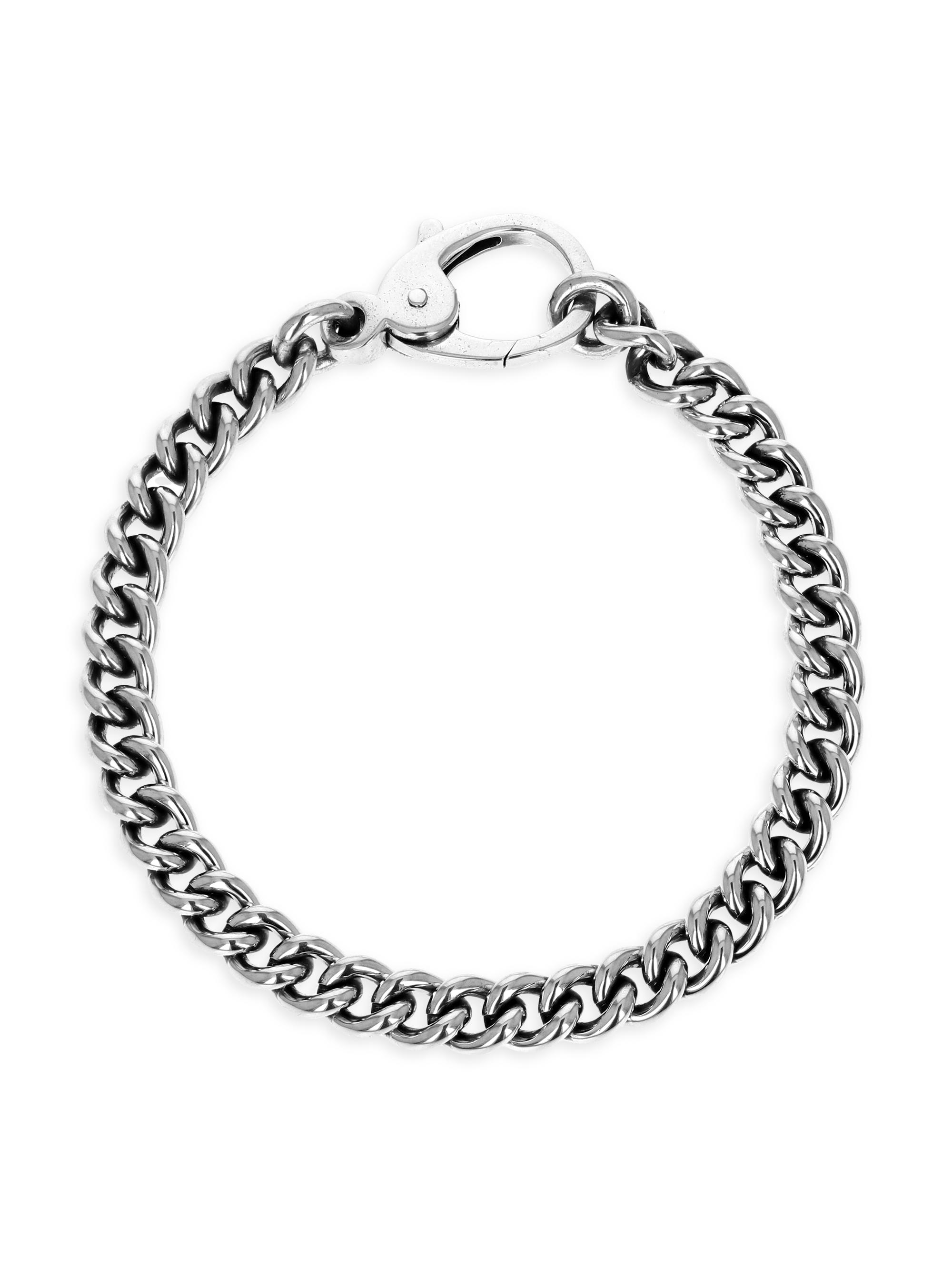 King Baby Studio Men's Curb Link Chain Sterling Silver Bracelet - Silver