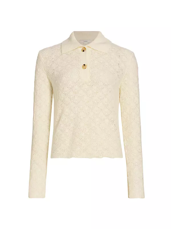 Shop Vince Lace-Stitch Wool-Blend Sweater