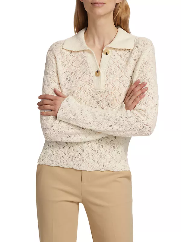 Lace-Stitch Wool-Blend Sweater