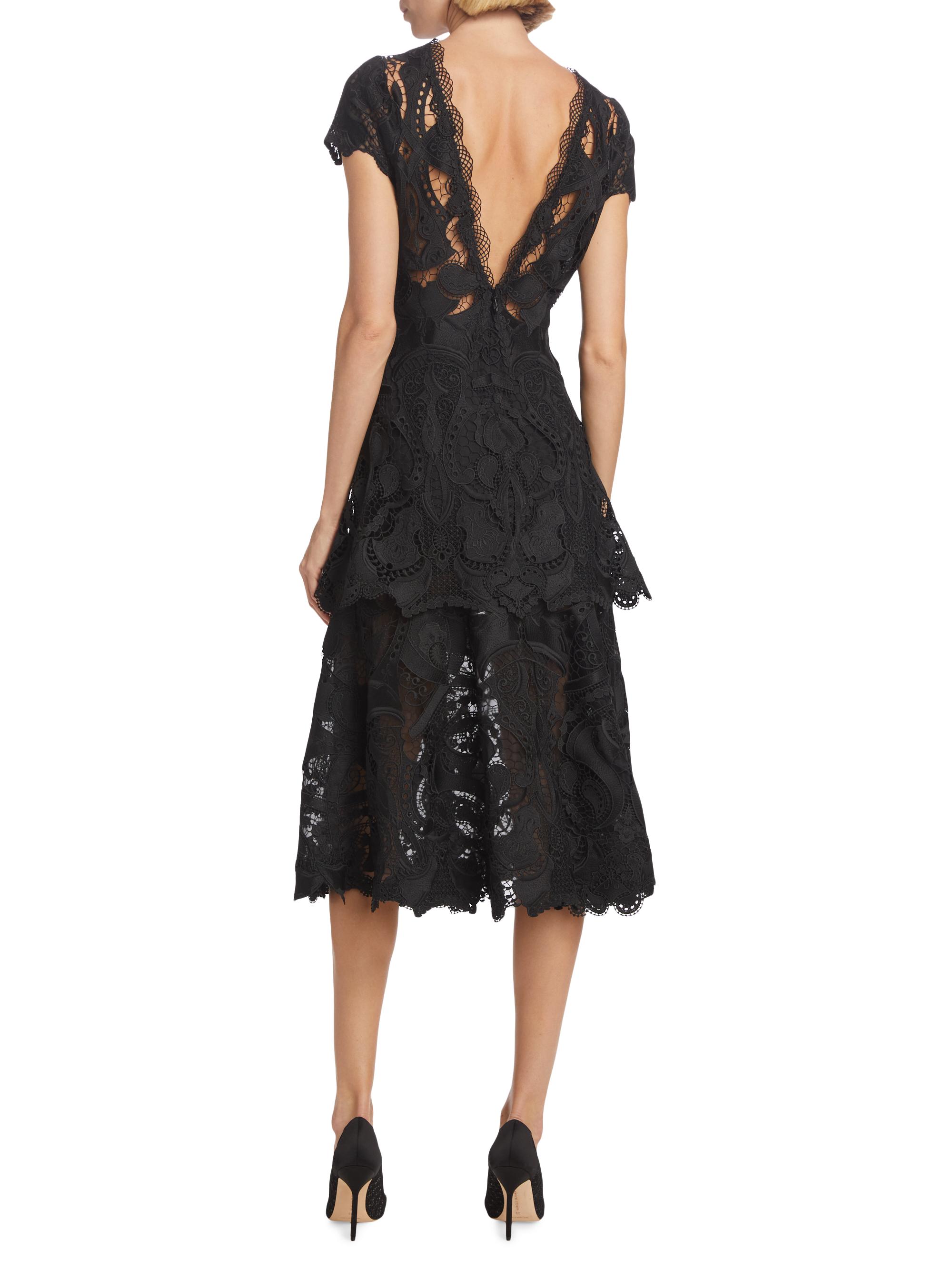 SIMKHAI Laura Cap-Sleeve Lace Midi-Dress | Saks Fifth Avenue