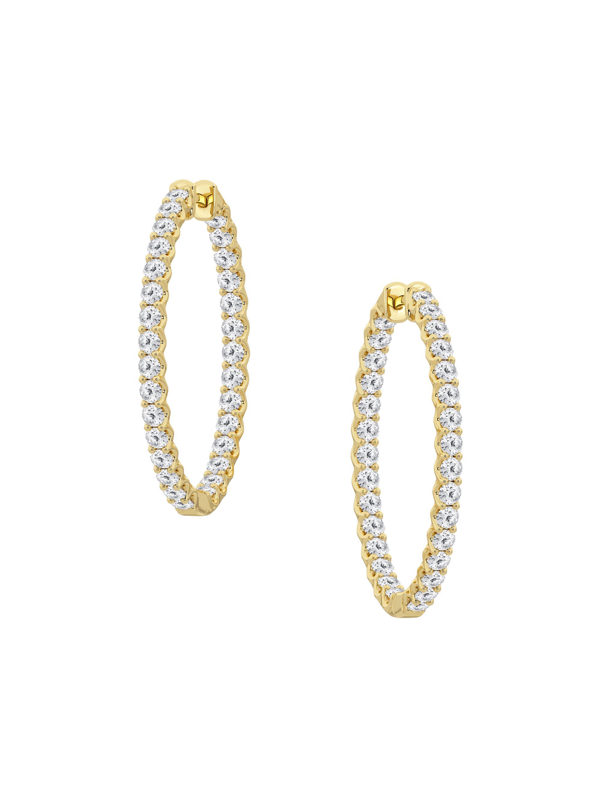 Saks Fifth Avenue Collection Women's 14K Yellow Gold & 4 TCW Diamond Inside-Out Hoop Earrings - Yellow Gold