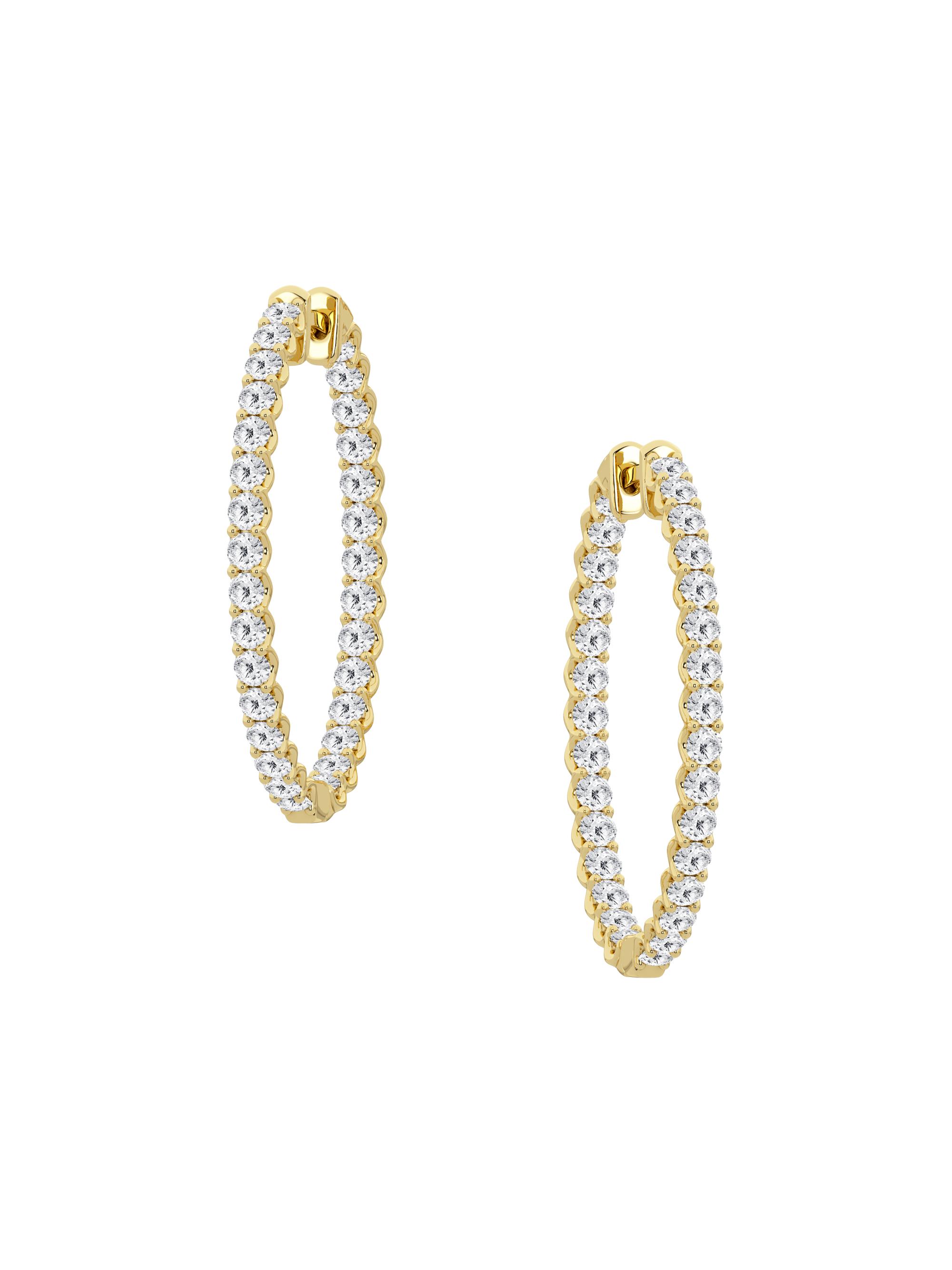 Saks Fifth Avenue Collection Women's 14K Yellow Gold & 3 TCW Natural Diamond Inside-Out Hoop Earrings - Yellow Gold