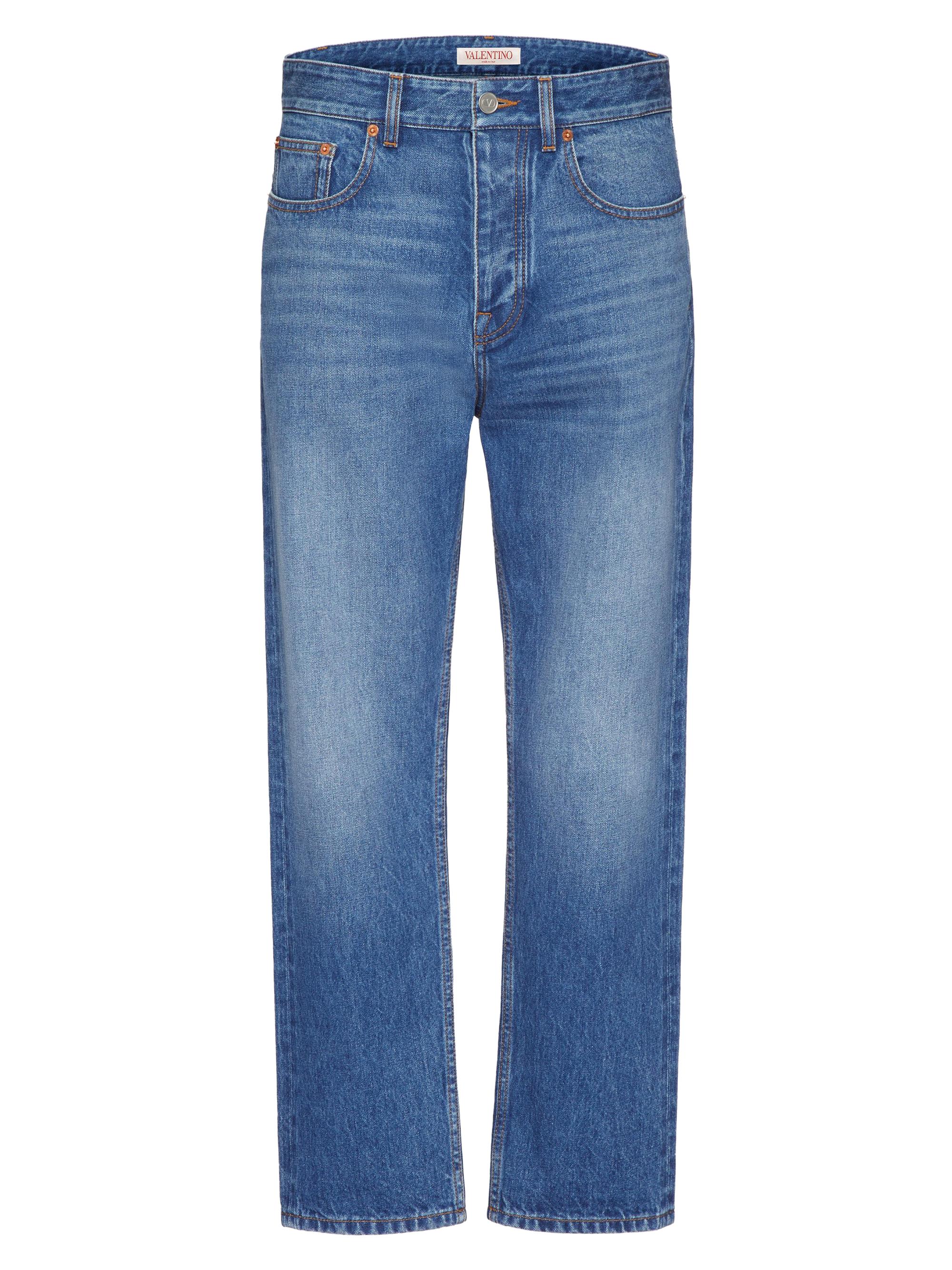 Valentino Garavani Men's Denim Pants With Embossed Vlogo Signature - Denim