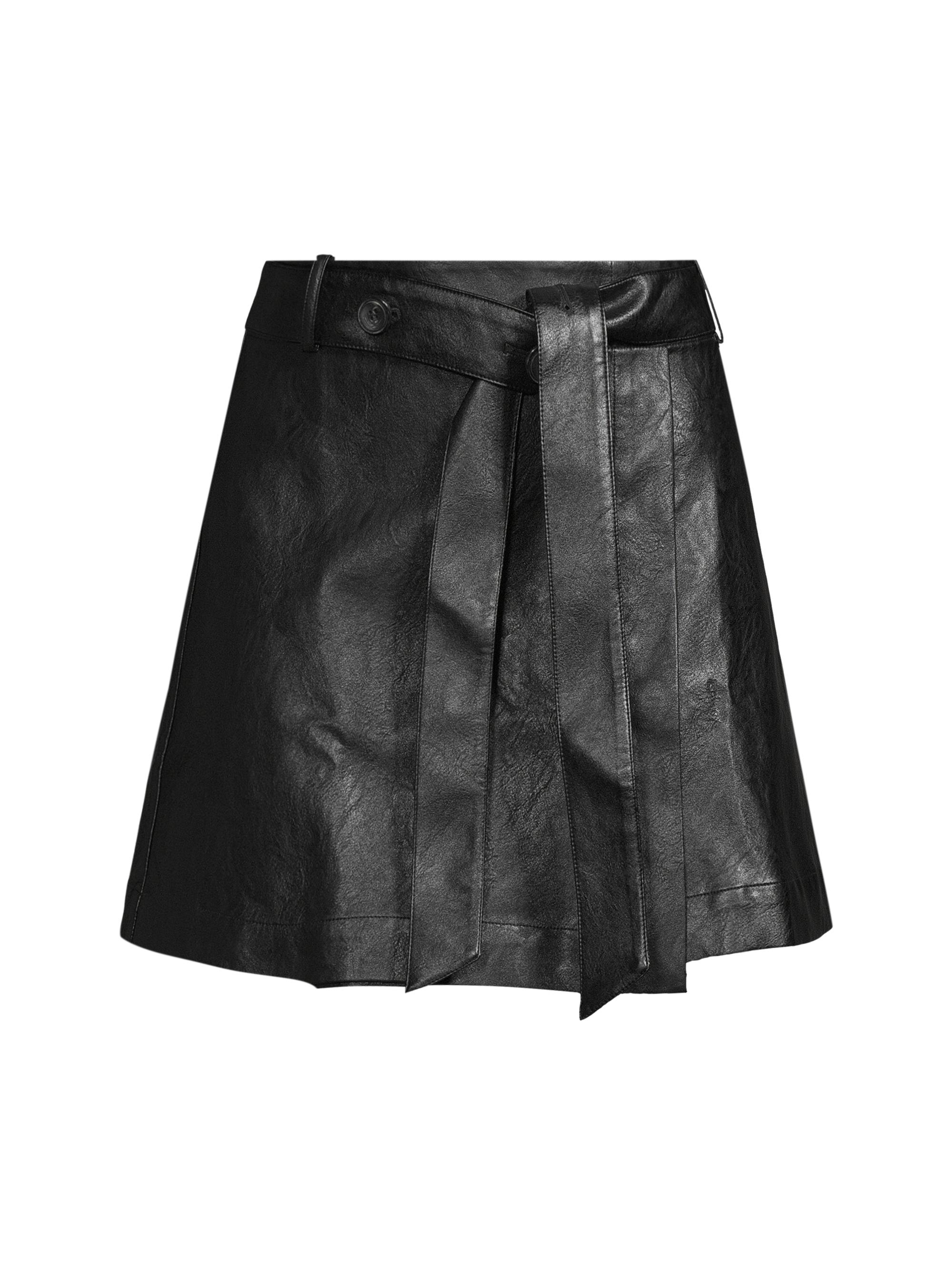 Modern Citizen Women's Tanner Vegan Leather Wrap Miniskirt - Black
