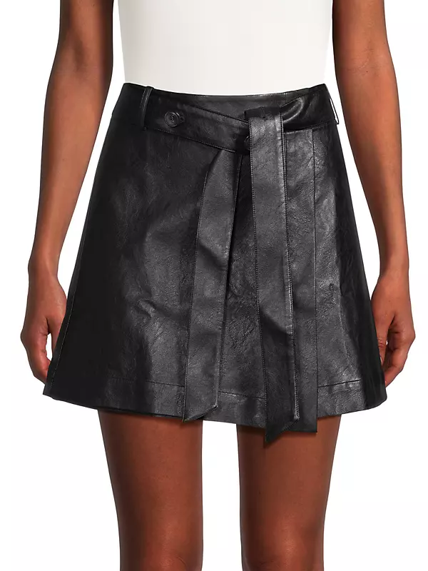 Tanner Vegan Leather Wrap Skirt
