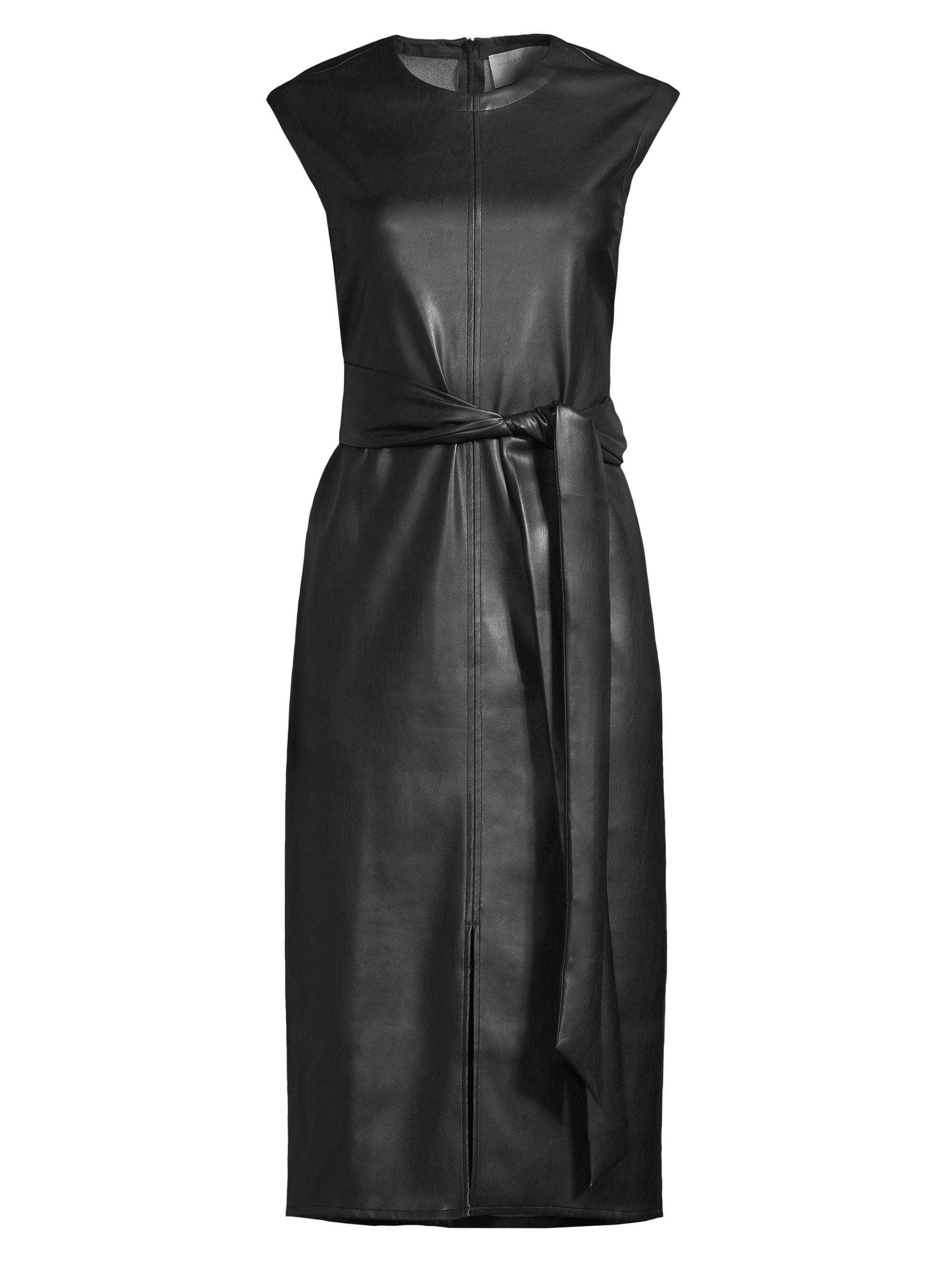 Modern Citizen Women's Pilar Belted Vegan Leather Midi-Dress - Black