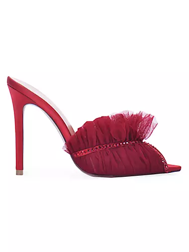 Lorena 105MM Leather & Tulle Mules