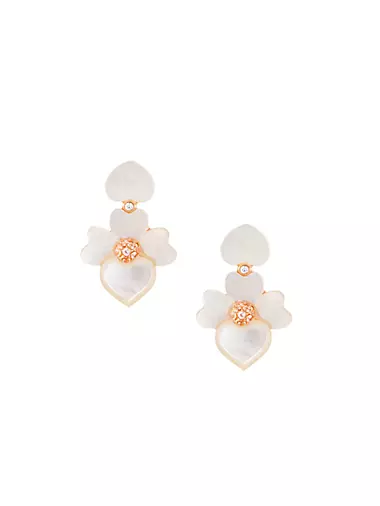 CHANEL CC Drop Earrings Gold & Cream - Chelsea Vintage Couture