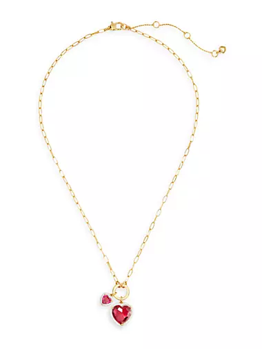Sweetheart Goldtone & Cubic Zirconia Pendant Necklace