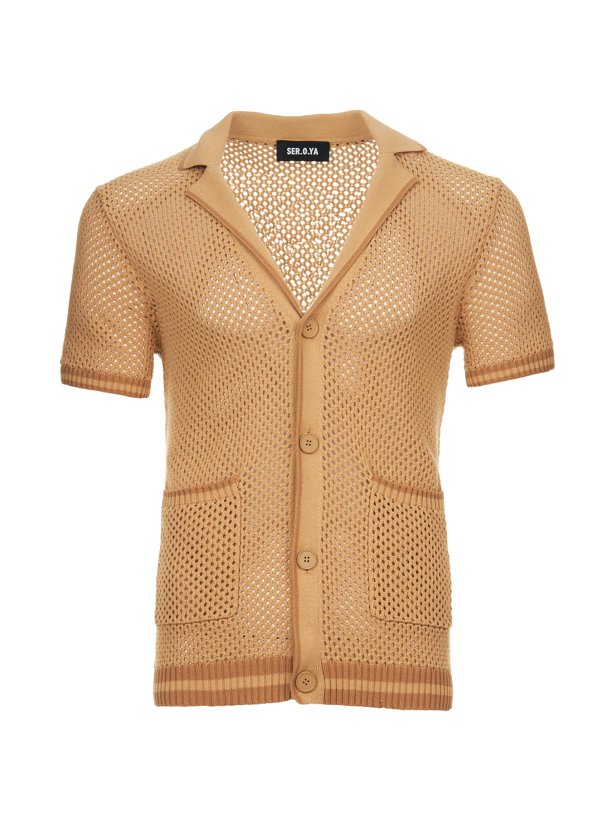 Ser.o.ya Men's Michael Crochet Cardigan - Beige