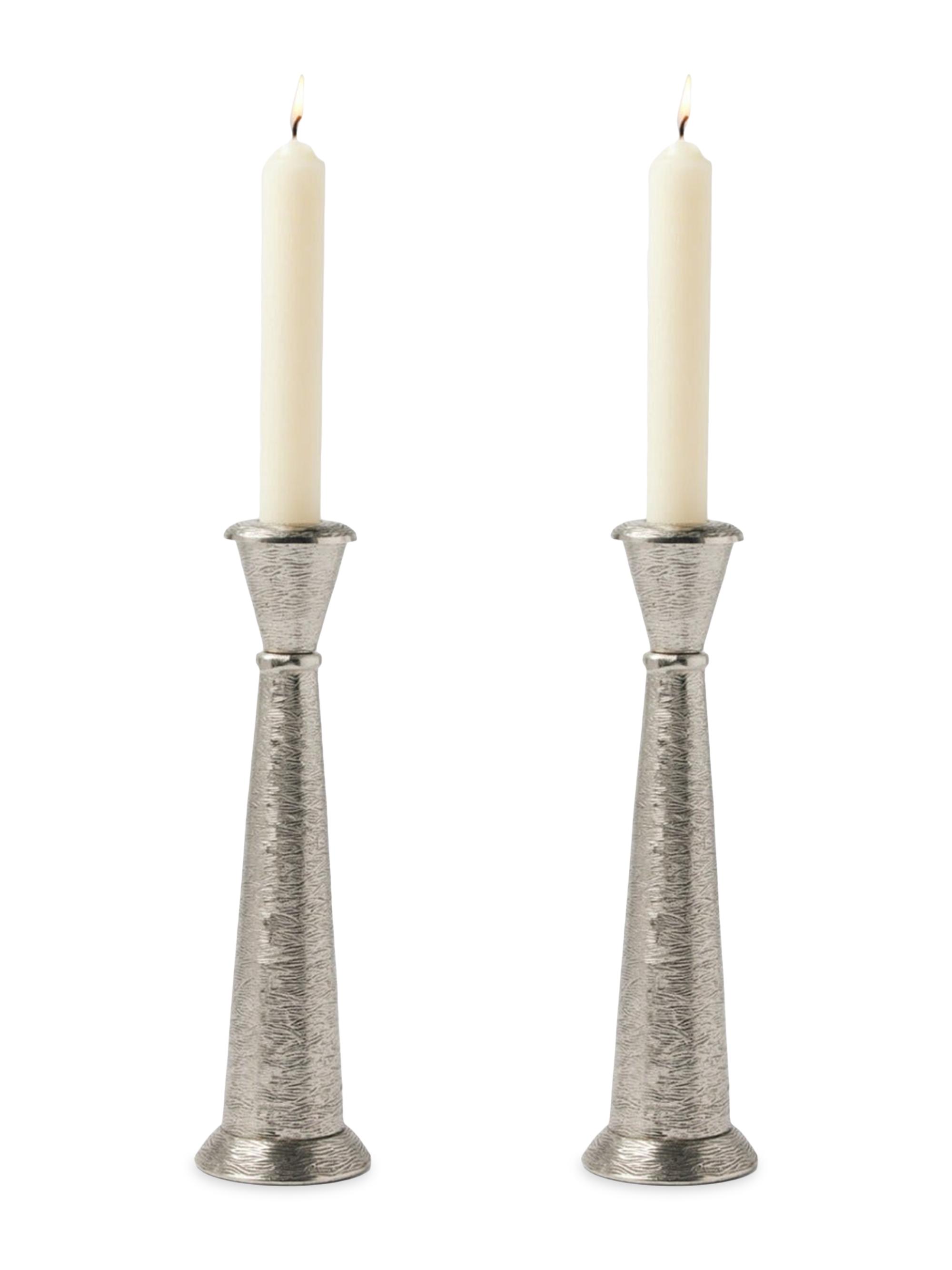 Blue Pheasant Louis Candle Holders - Polished Silver