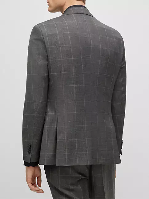 Shop BOSS Three-Piece Regular-Fit Suit in Checked Virgin Wool | Saks ...