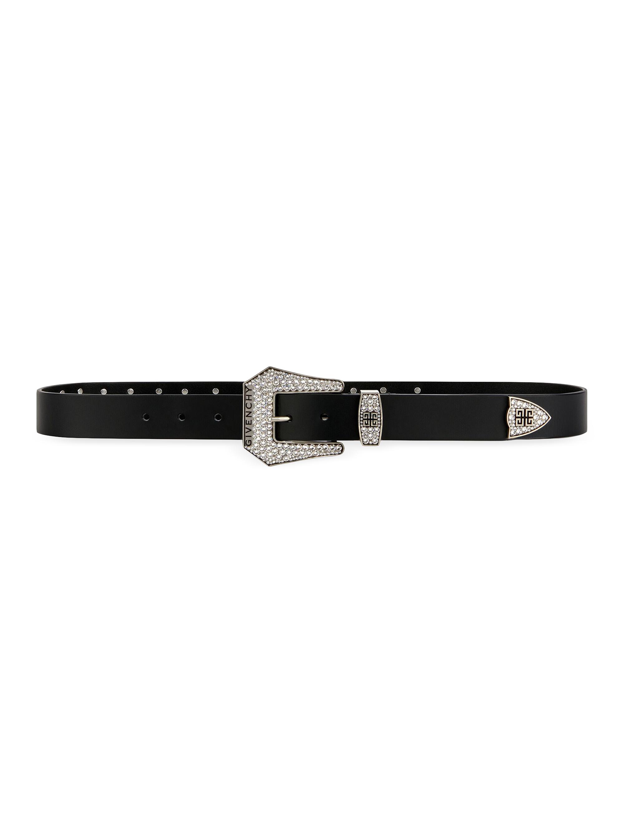Givenchy Men's Cowboy Belt In Leather With Strass - Black