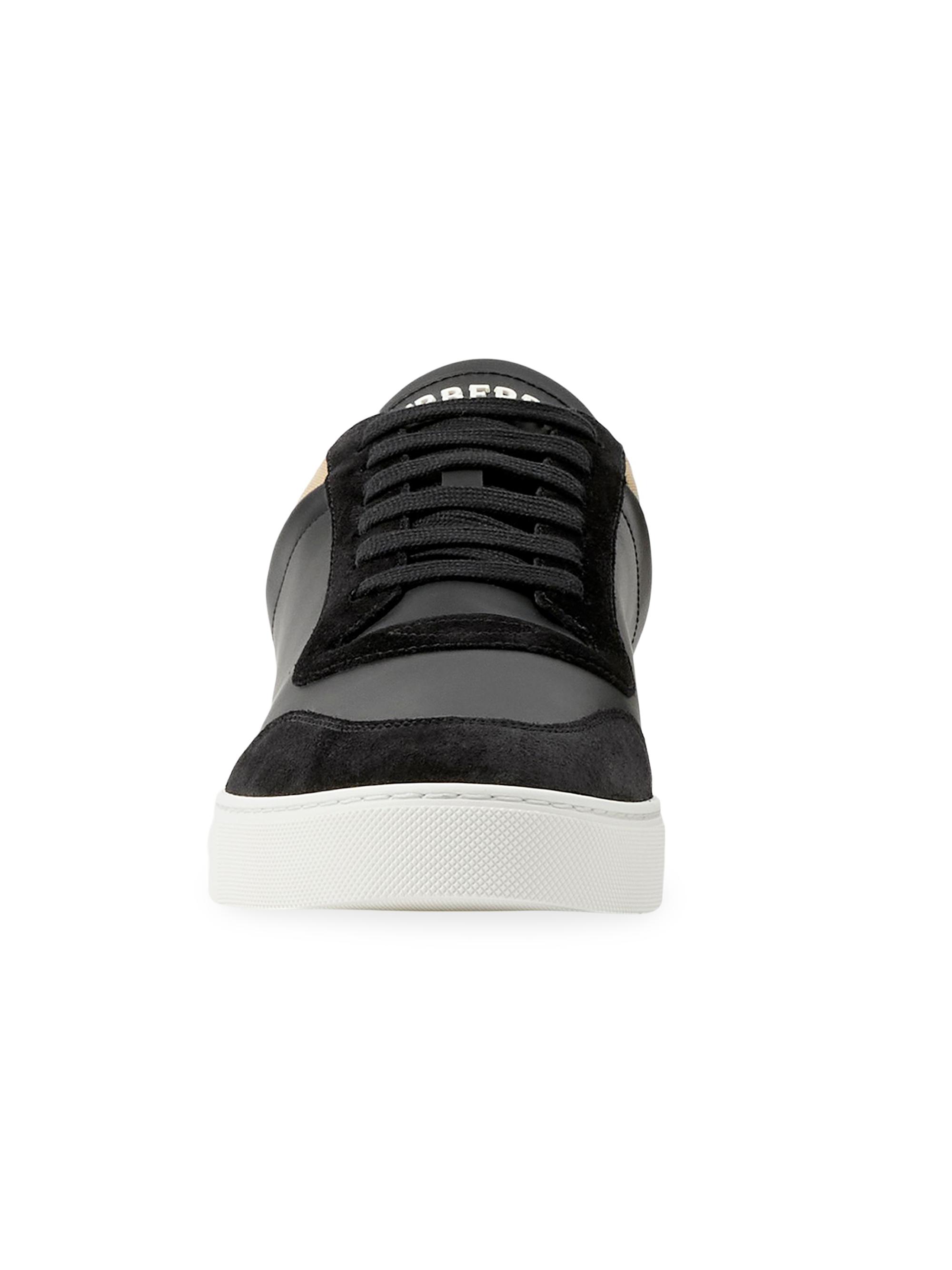 Burberry Stevie Check Leather & Canvas Sneakers | Saks Fifth Avenue