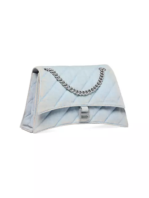 Women's Crush Medium Chain Bag Quilted Denim in Light Blue