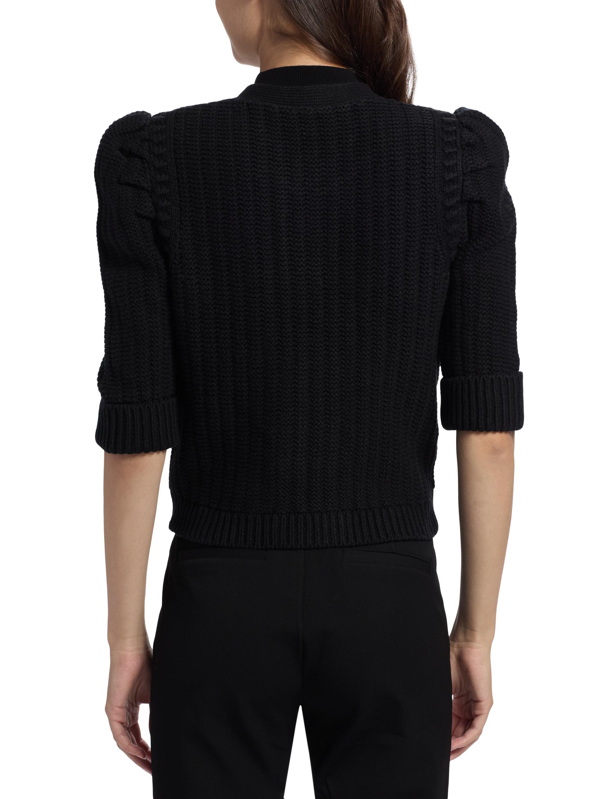 L'AGENCE Women's Delilah Cropped Textured Cardigan - Black Gold Knot | Thumbnail 5