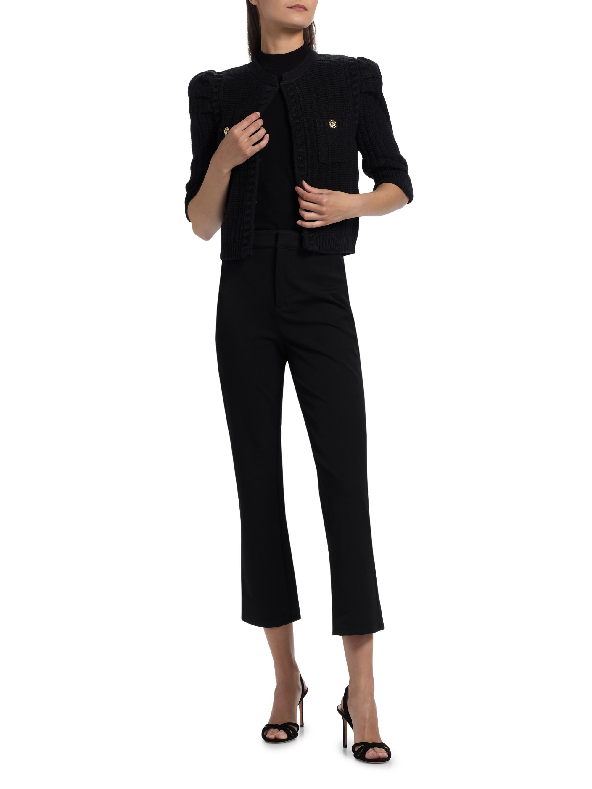 L'AGENCE Women's Delilah Cropped Textured Cardigan - Black Gold Knot | Thumbnail 2