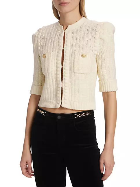 Shop L'AGENCE Delilah Cropped Textured Cardigan | Saks Fifth Avenue