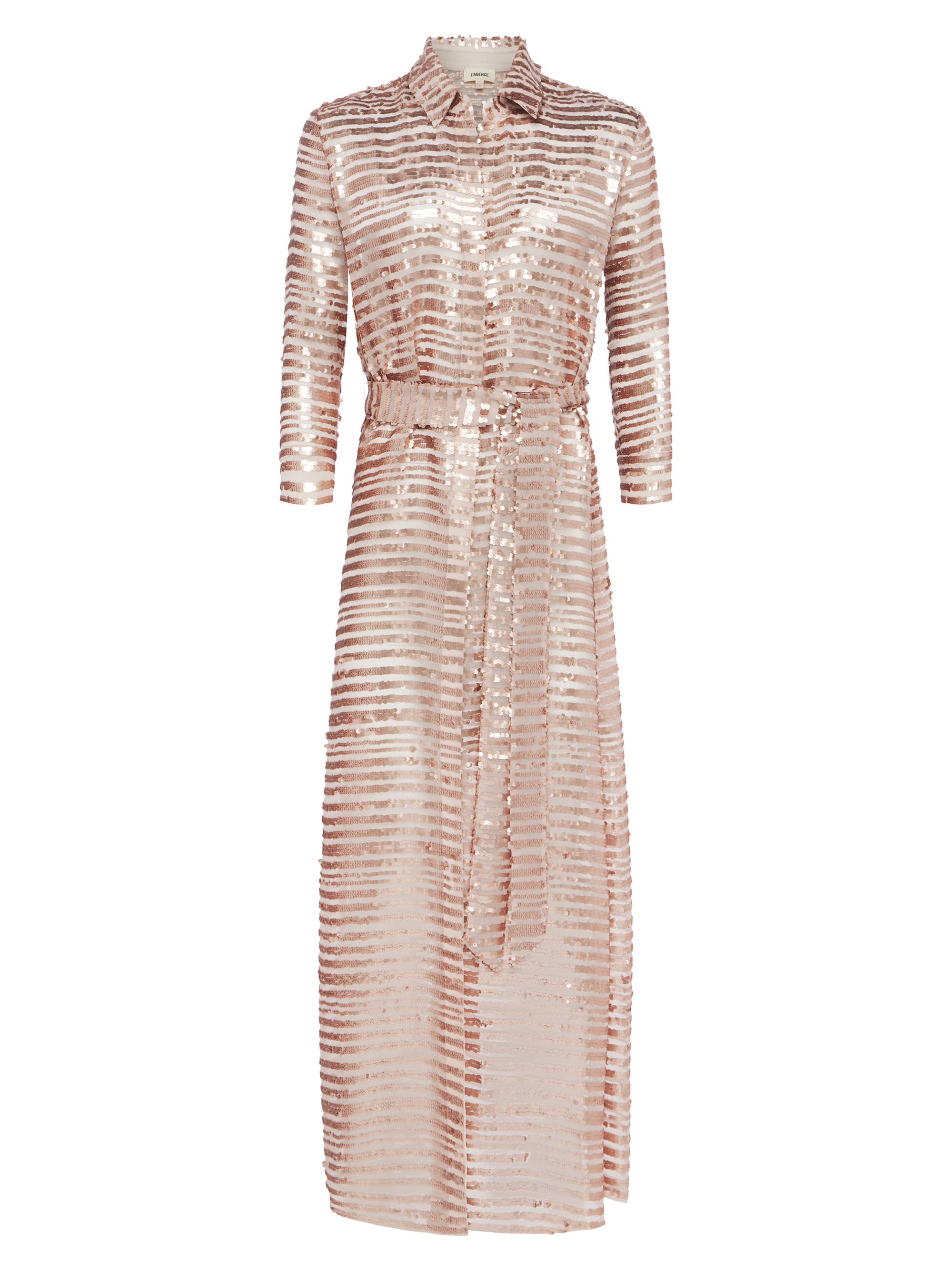 L'AGENCE Women's Cameron Sequined Maxi Shirtdress - Beige Sequin
