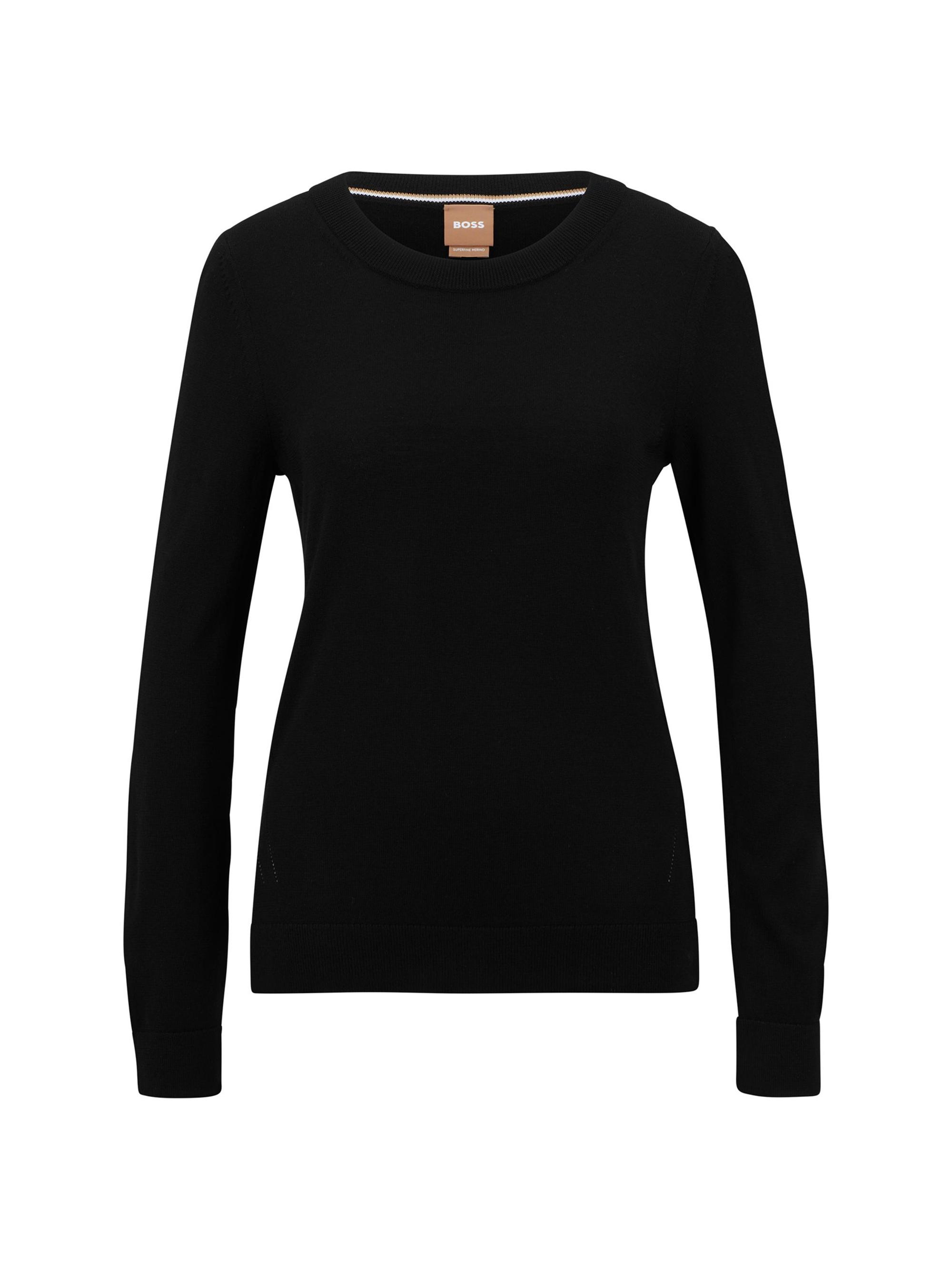 BOSS Women's Crewneck Sweater In Merino Wool - Black
