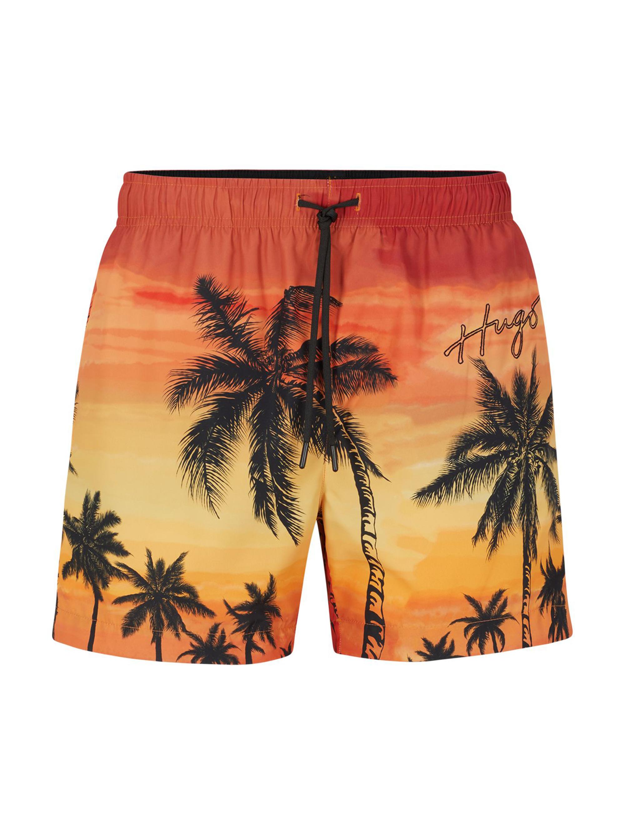 HUGO Men's Quick-Dry Swim Shorts - Dark Orange