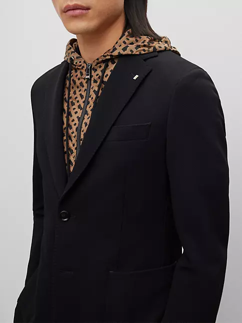 BOSS - Slim-fit jacket with monogram-patterned inner