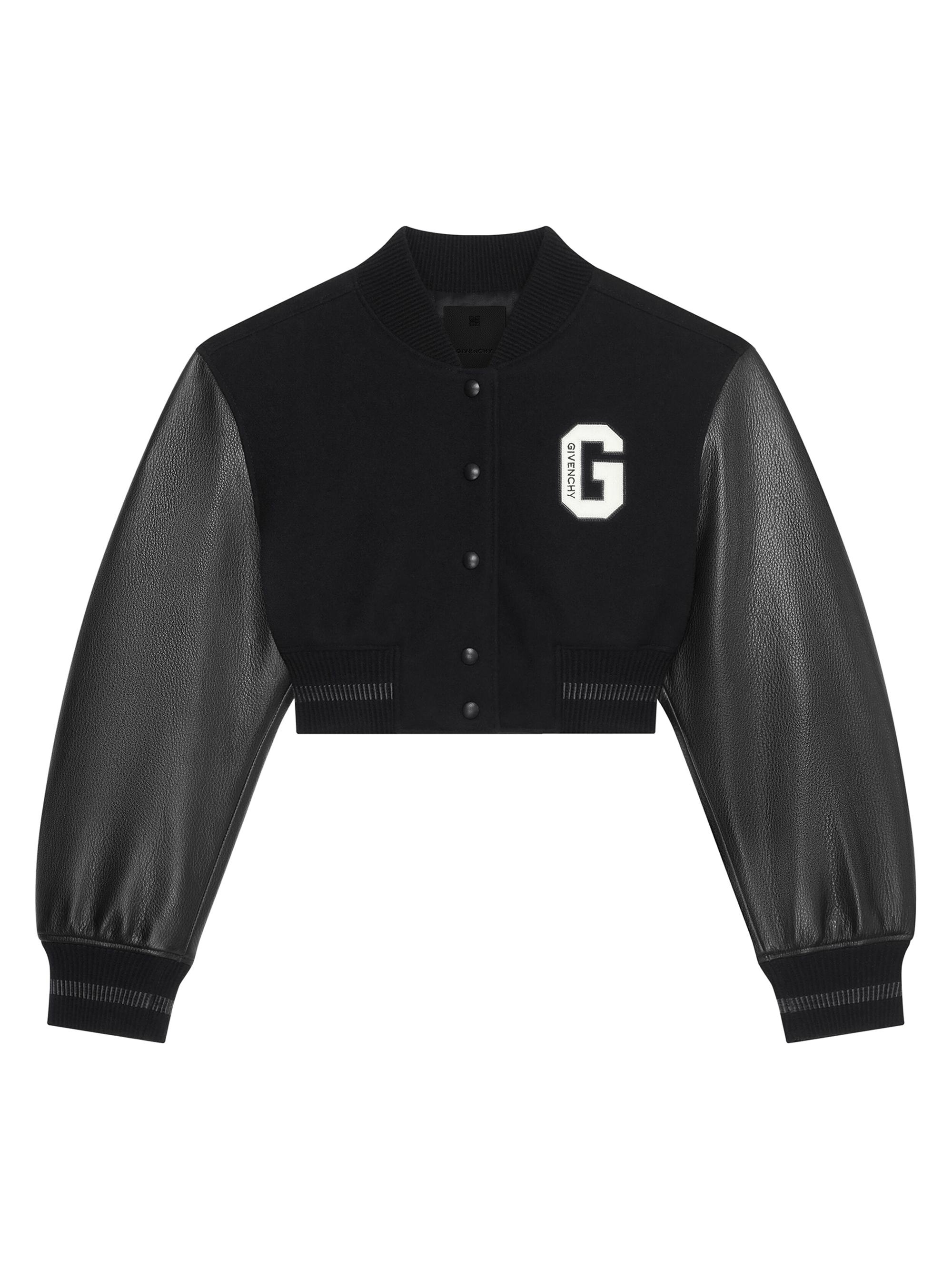 Givenchy Women's College Cropped Varsity Jacket In Wool And Leather - Black White