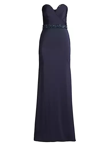 Strapless Bead-Embellished Gown