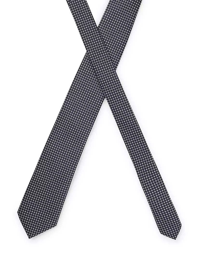 Shop BOSS Silk-Jacquard Tie With Micro Pattern