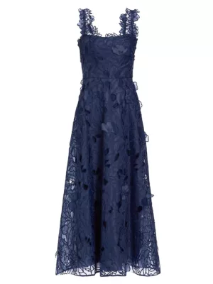 Monique Lhuillier Navy Lace Dress