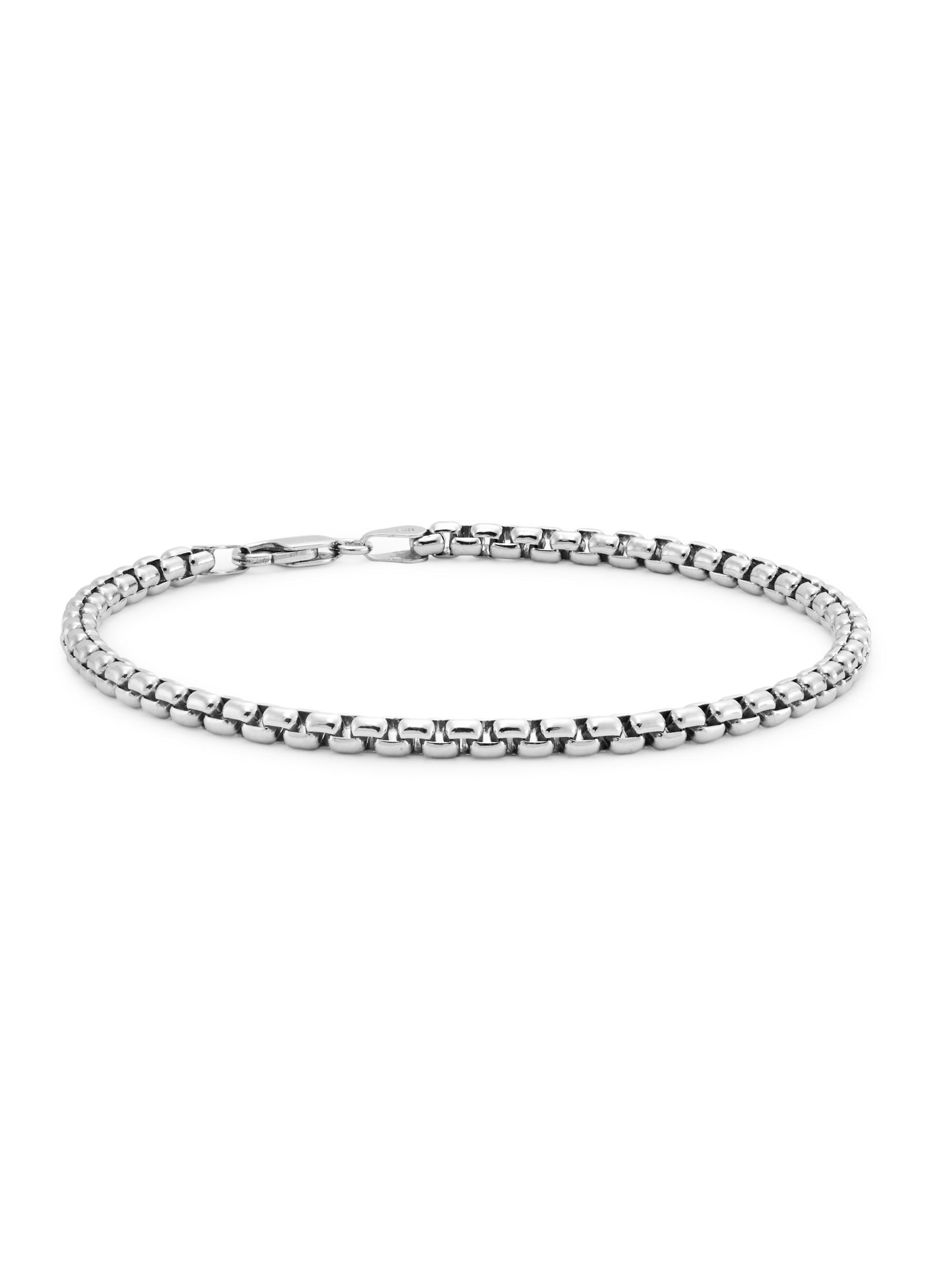Saks Fifth Avenue Collection Men's COLLECTION Sterling Silver Shiny Lite Round Box Chain Bracelet - Silver