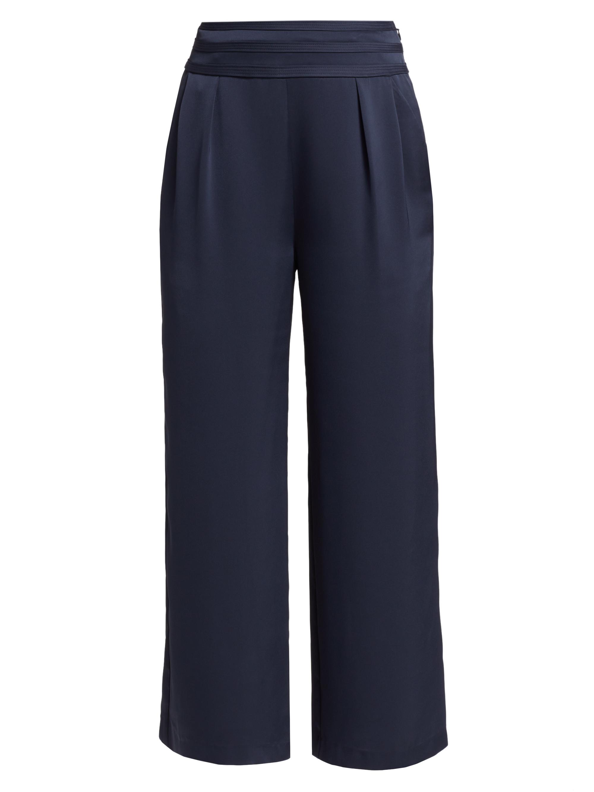 Ramy Brook Women's Joss Cropped Wide-Leg Satin Pants - Navy