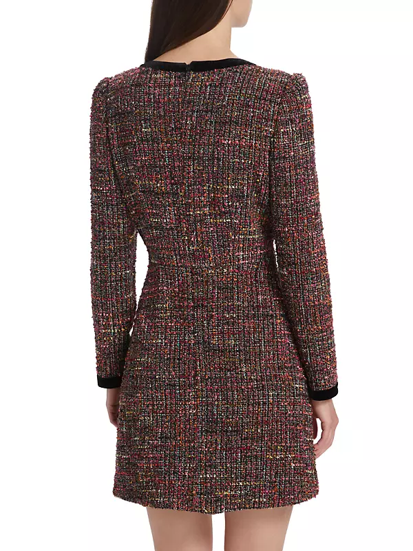 Shop Saloni Camille Bows Tweed Minidress | Saks Fifth Avenue