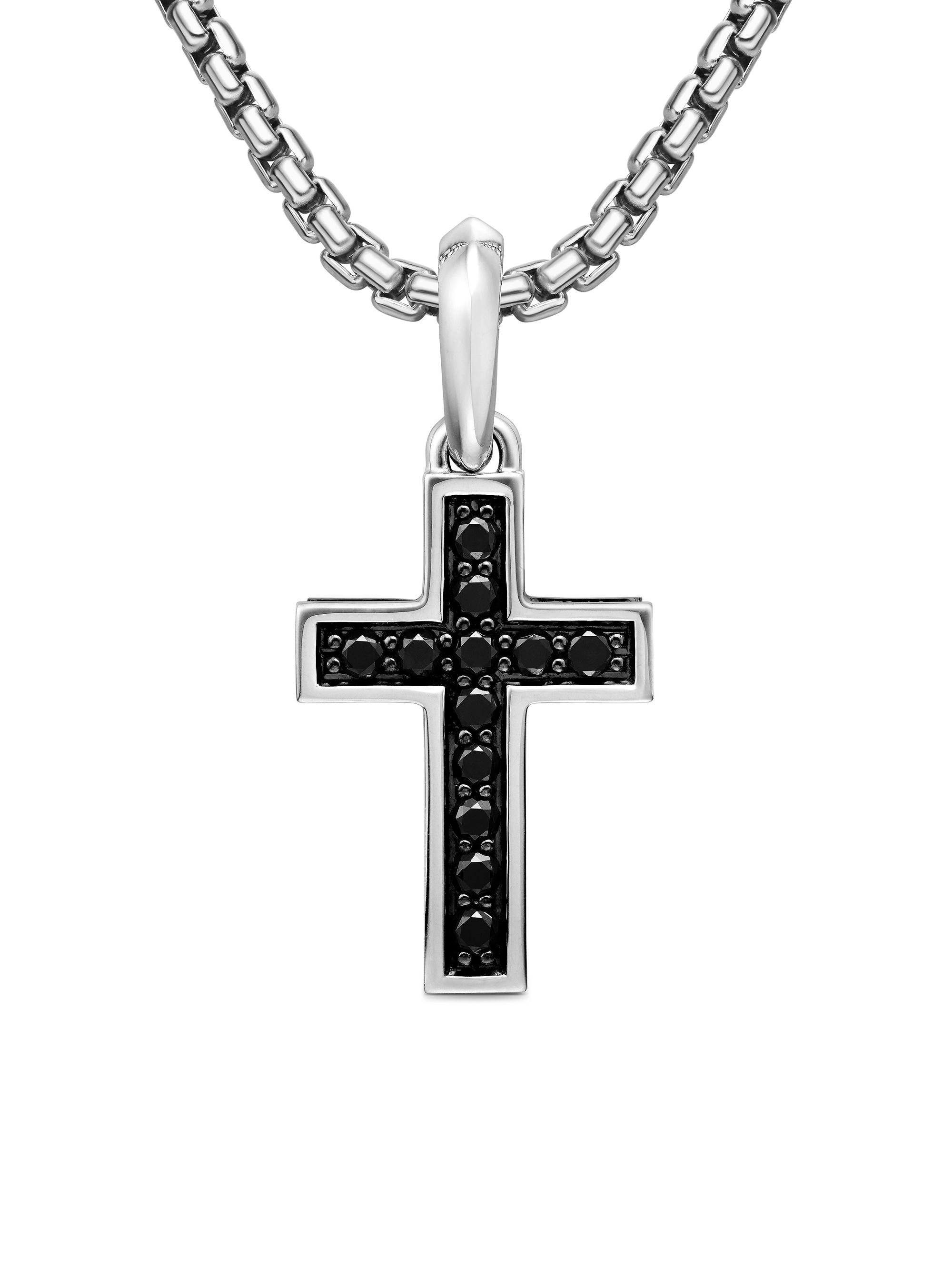David Yurman Men's Pavé Cross Pendant in Sterling Silver - Black - Women's Jewelry And Watches