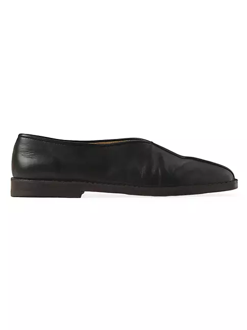Shop Lemaire Flat Piped Leather Slippers | Saks Fifth Avenue