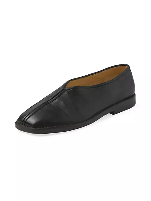 Shop Lemaire Flat Piped Leather Slippers | Saks Fifth Avenue