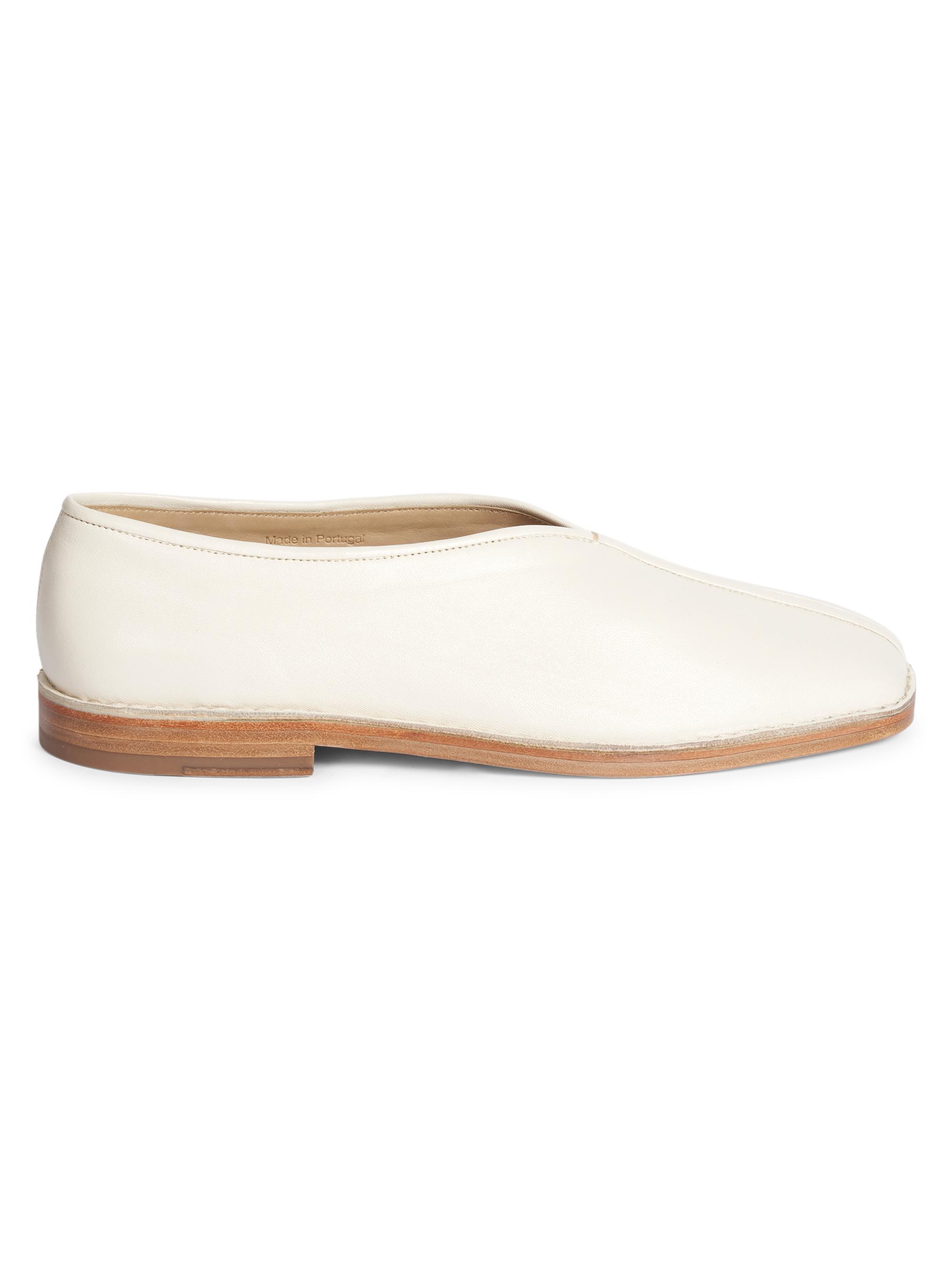 Lemaire Men's Flat Piped Leather Slippers - White