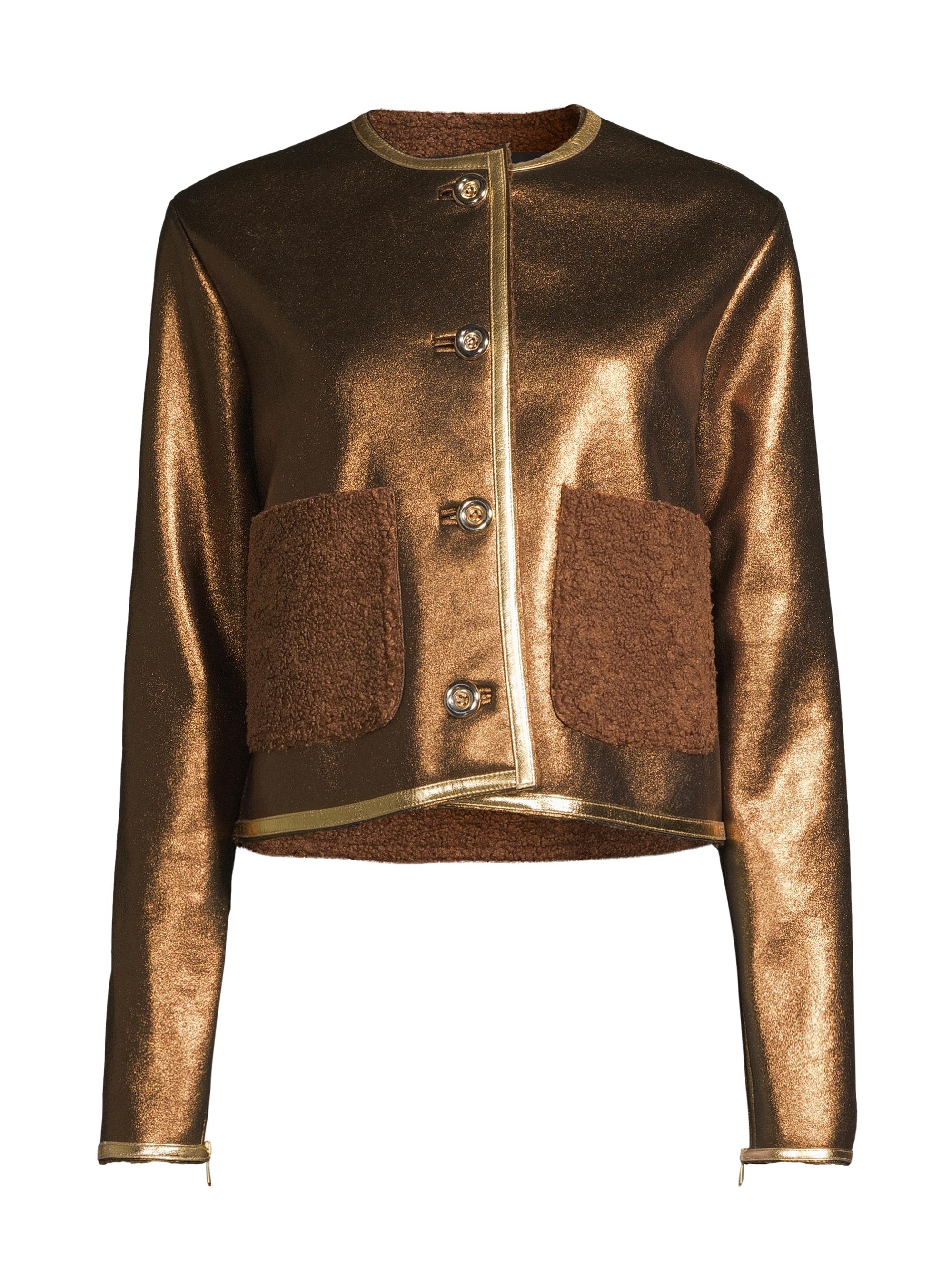 Toccin Women's Melina Metallic & Faux Shearling Jacket - Bronze