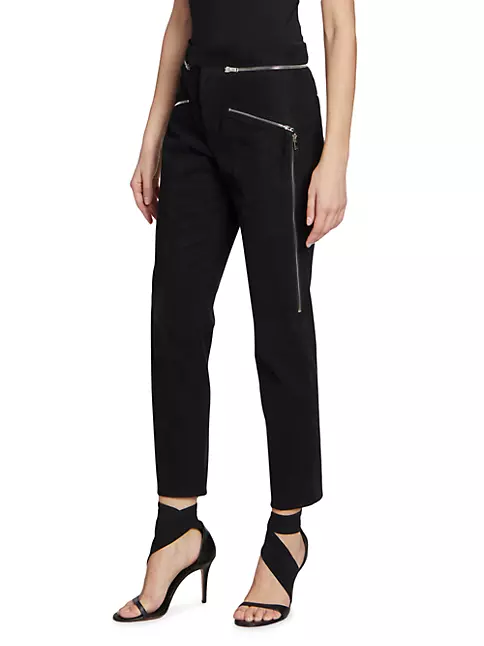 Shop Isabel Marant Izis Zipper High-Rise Slim Pants | Saks Fifth Avenue