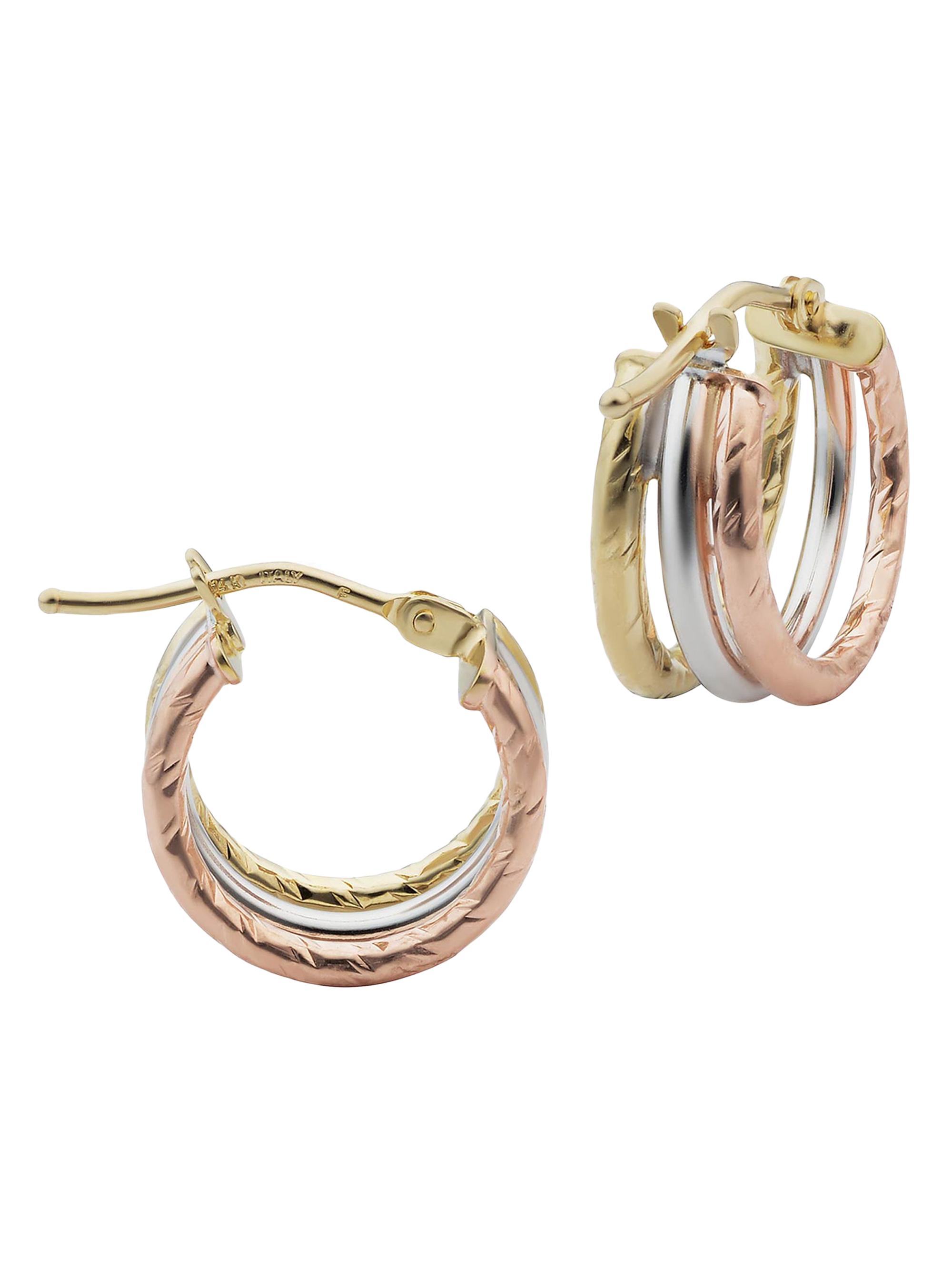 Oradina Women's 14K Yellow Gold Unity Mini Hoops