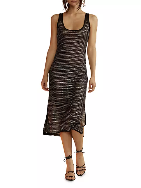 Cynthia Rowley Women's Crystal Mesh Tank Dress - Black - Size Xs