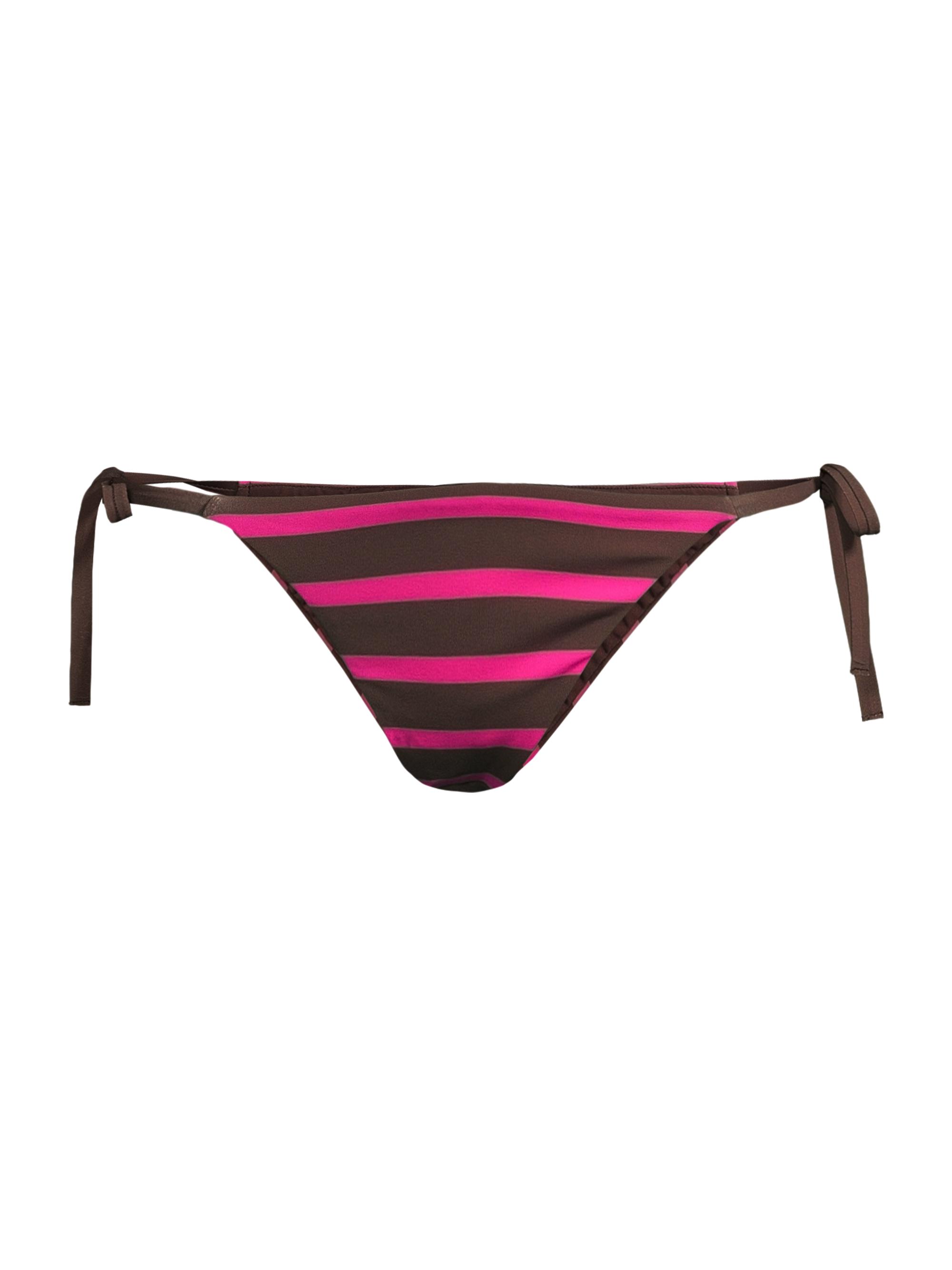 Cynthia Rowley Women's Striped String Bikini Bottoms - Brown Pink