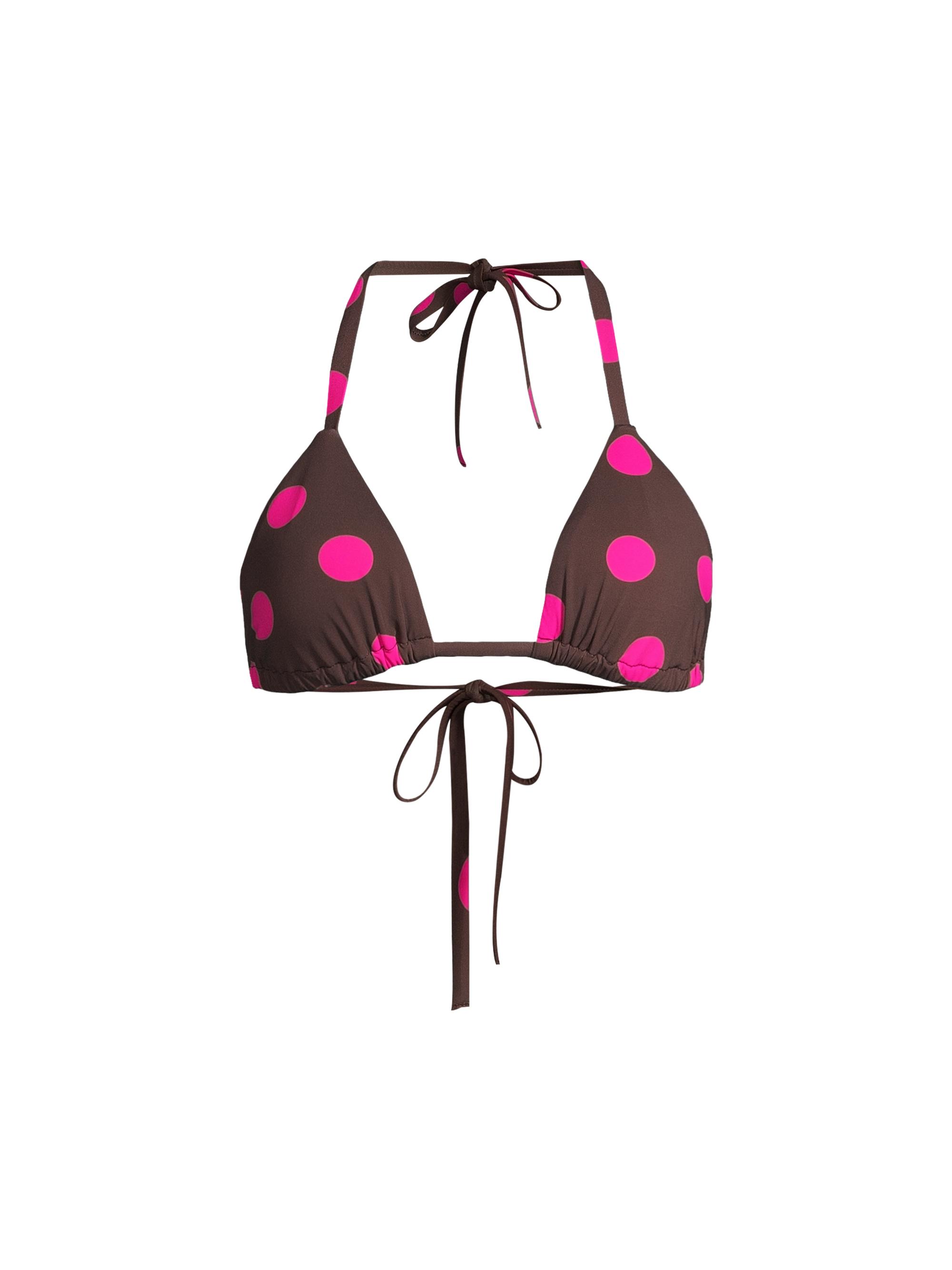 Cynthia Rowley Women's Triangle Polka-Dot Bikini Top - Brown Pink