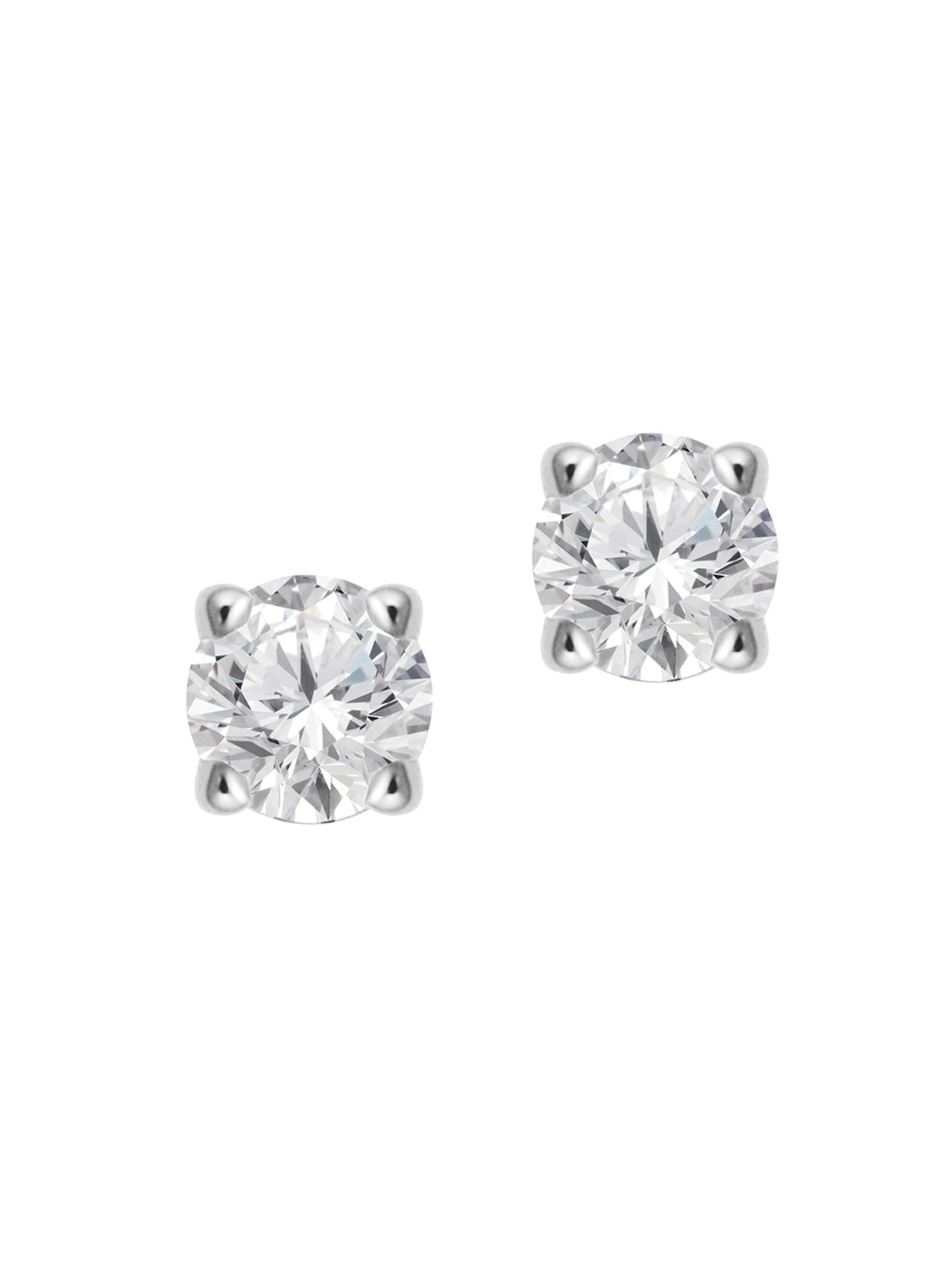 Oradina Women's 14K White Gold Shine Bright Diamond  Studs - White Gold