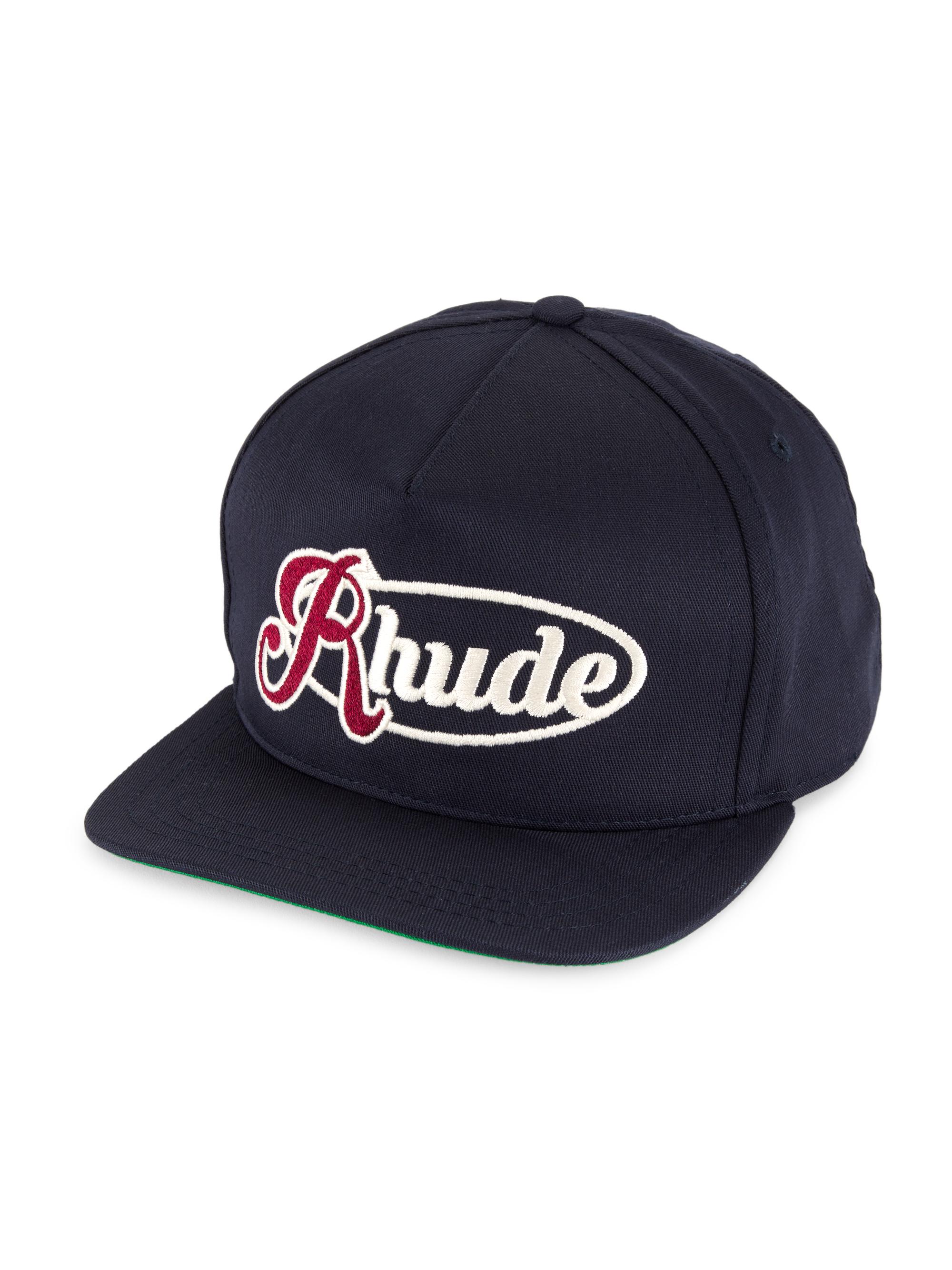 Rhude Men's Script Logo Snapback Cap - Navy